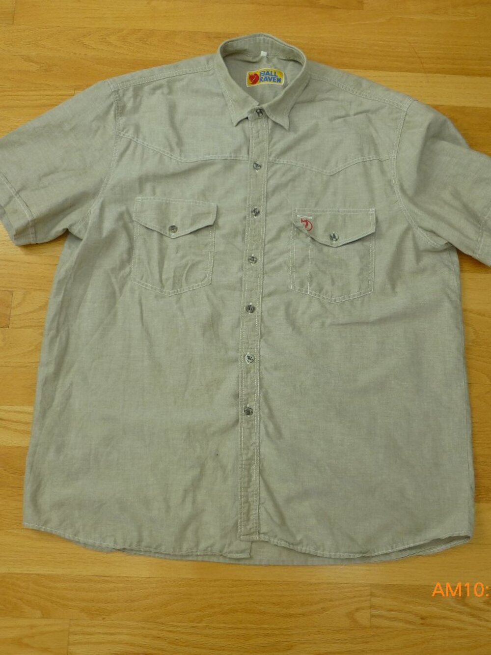 Fjällraven Travel Short Sleeve Men's Button Up Khaki Shirt size L Casual Outdoor